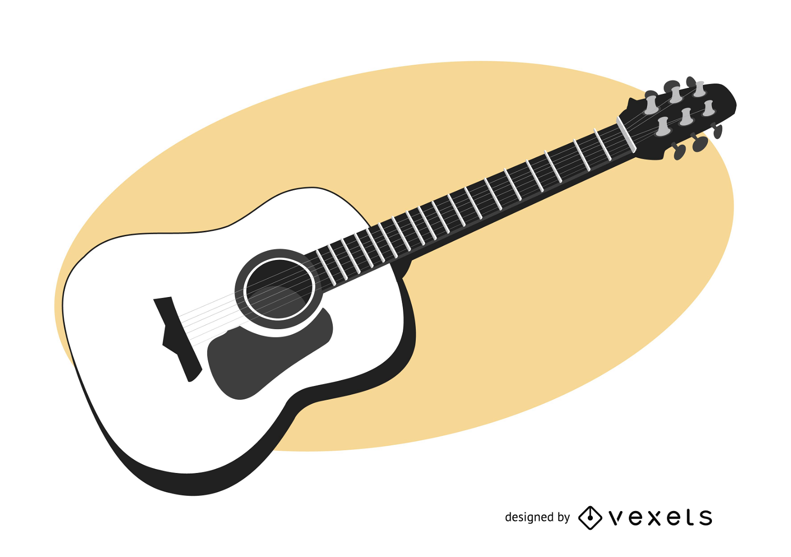 Hand Traced Black & White Guitar