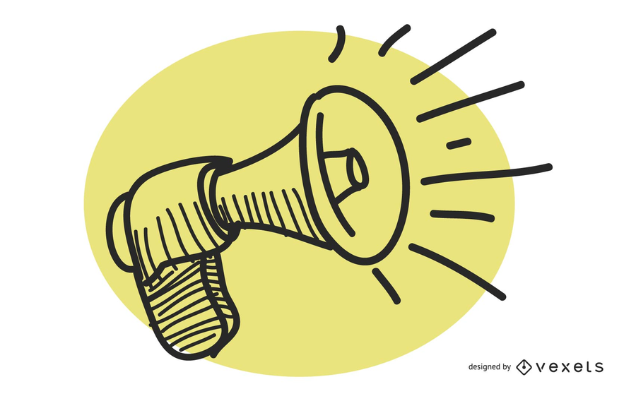 Download Flat Black & White Portable Megaphone - Vector Download