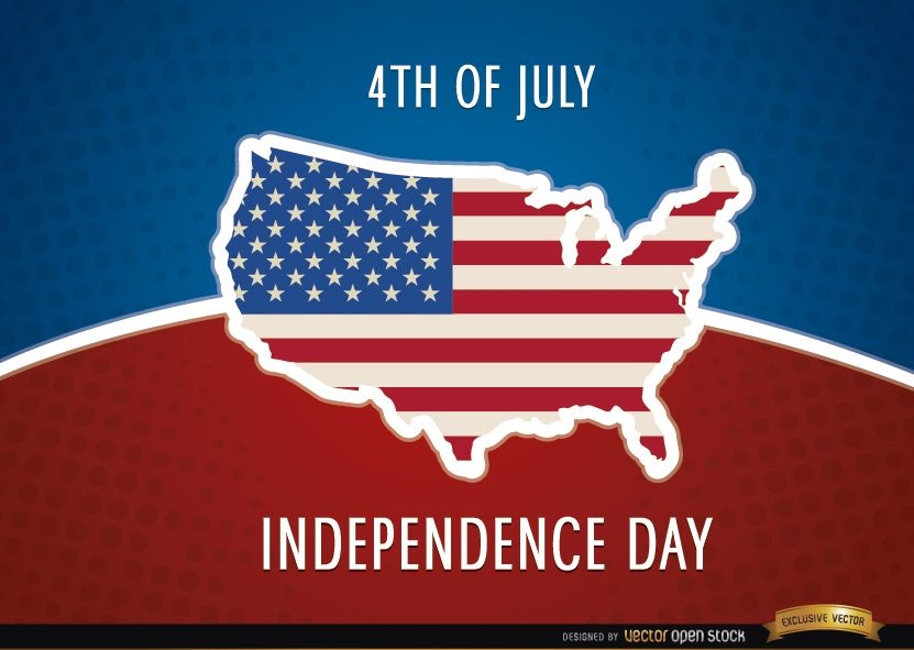 Bandeira do mapa dos Estados Unidos 4 de julho