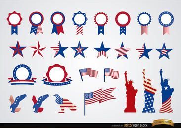 USA runde Bänder und Dekorationsset