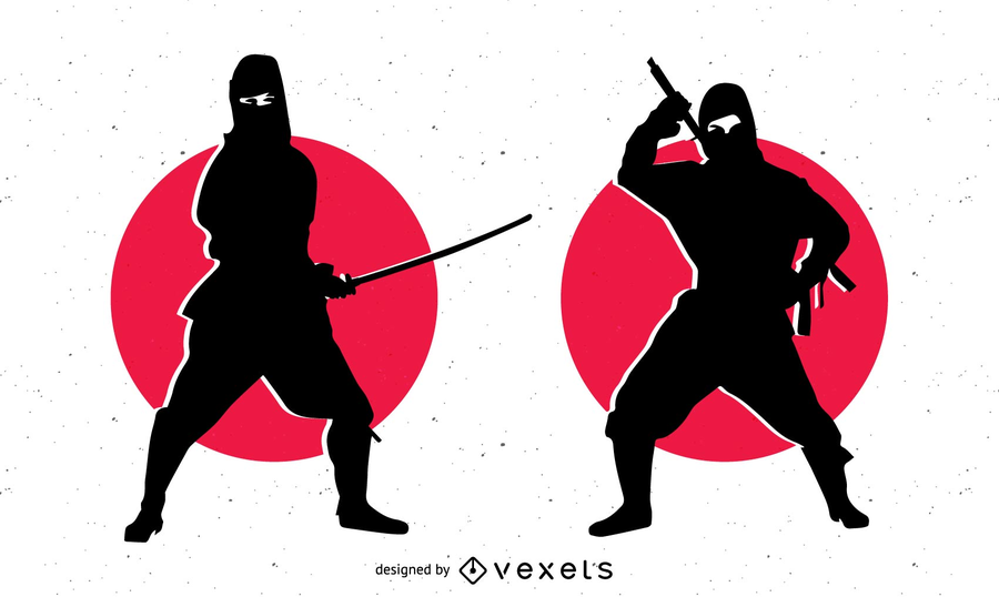 Silueta de personaje ninja con espada Silueta de personaje ninja con espada