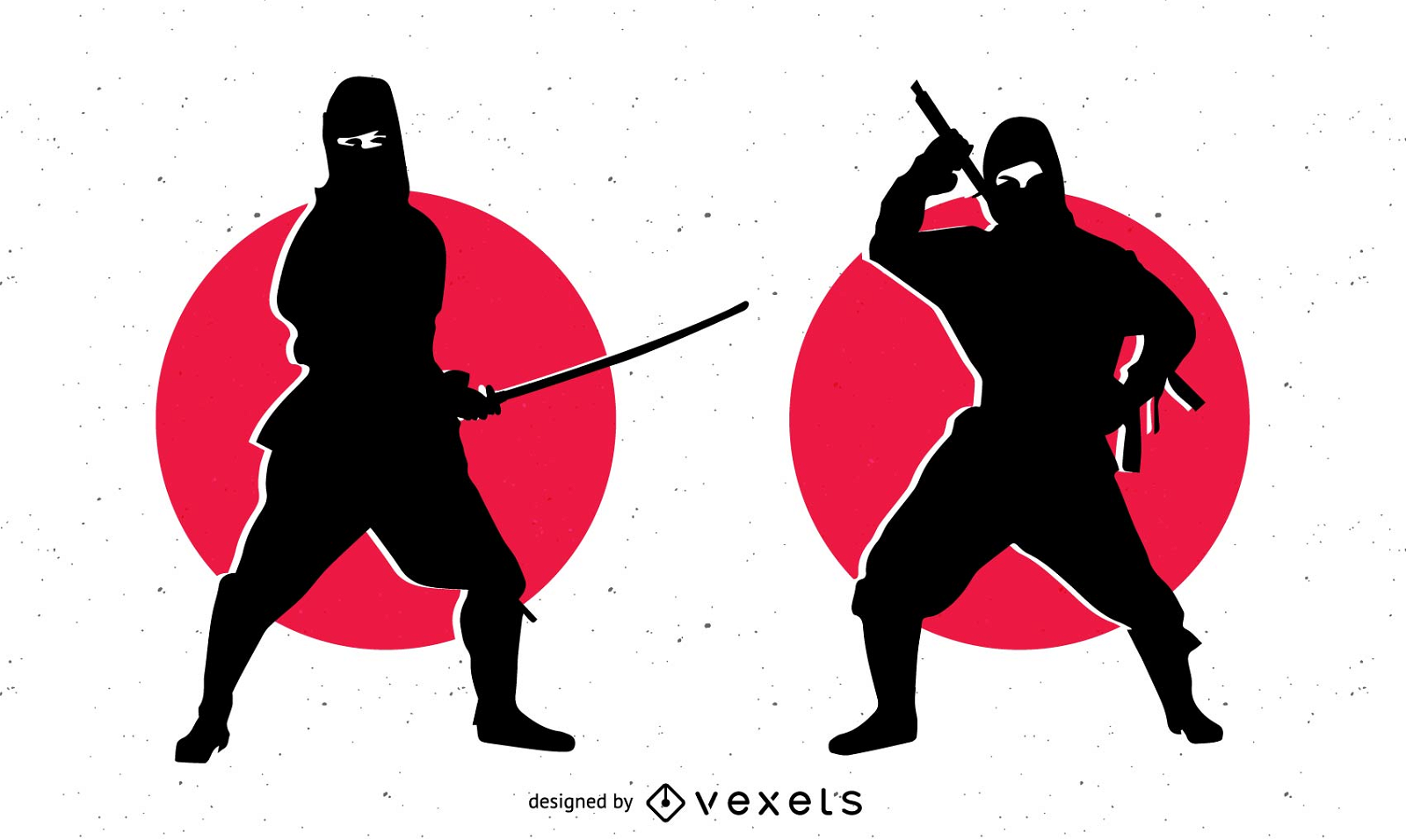 Silhouette Ninja Charakter mit Schwert