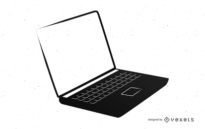 Silueta de portátil con pantalla en blanco
