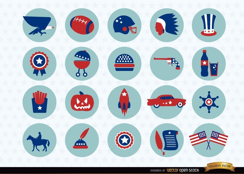 Pacote de ícones de símbolos nacionais dos EUA