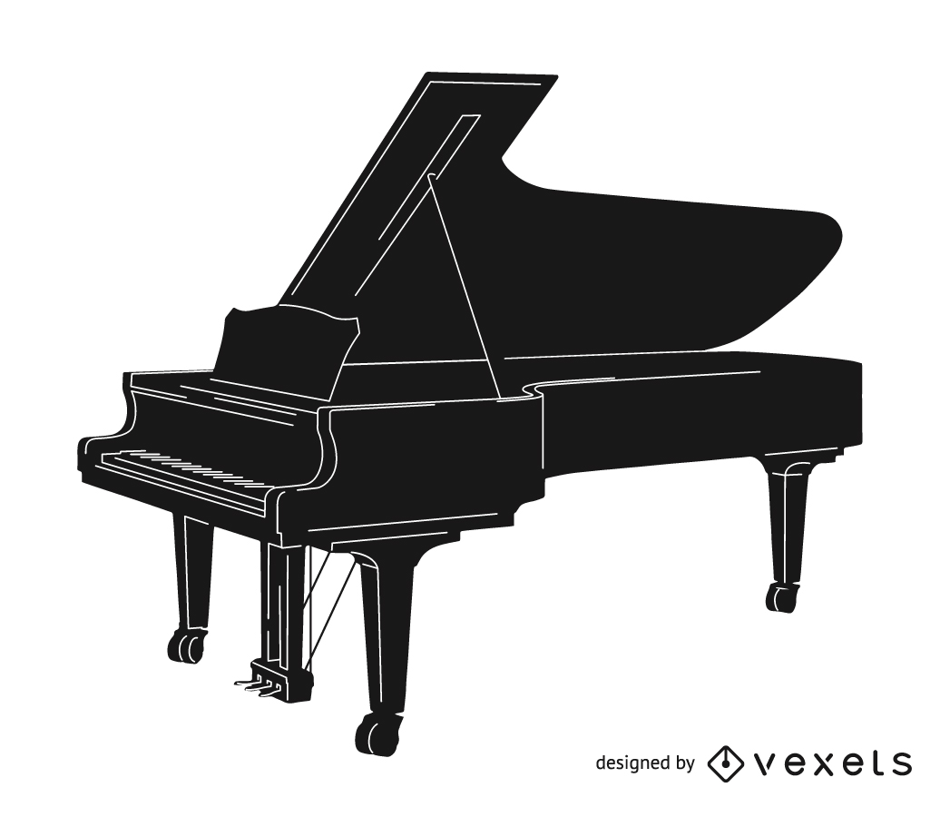 Silhueta de piano preto e branco