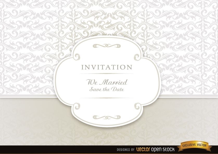 Vintage swirls wedding invitation card 