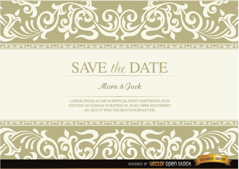 Wedding invitation with floral fringes Wedding invitation with floral fringes