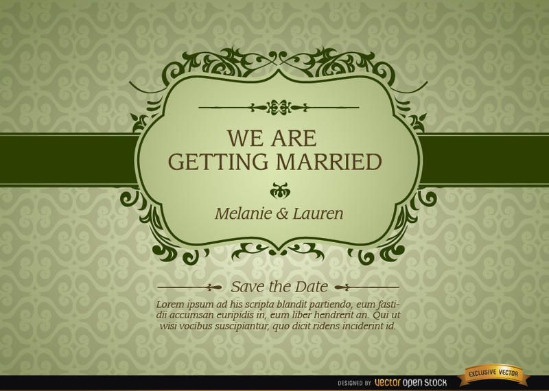 Marriage invitation with floral frame Marriage invitation with floral frame
