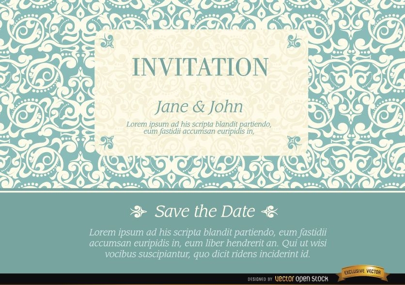 Marriage invitation with elegant frame pattern 