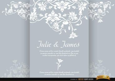 Floral triptych brochure marriage invitation