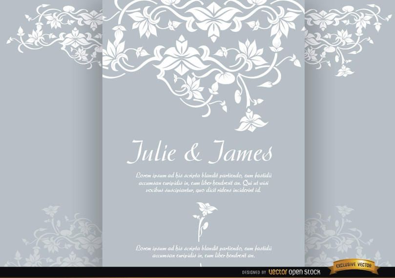 Convite de casamento de folheto tríptico floral Convite de casamento de folheto tríptico floral
