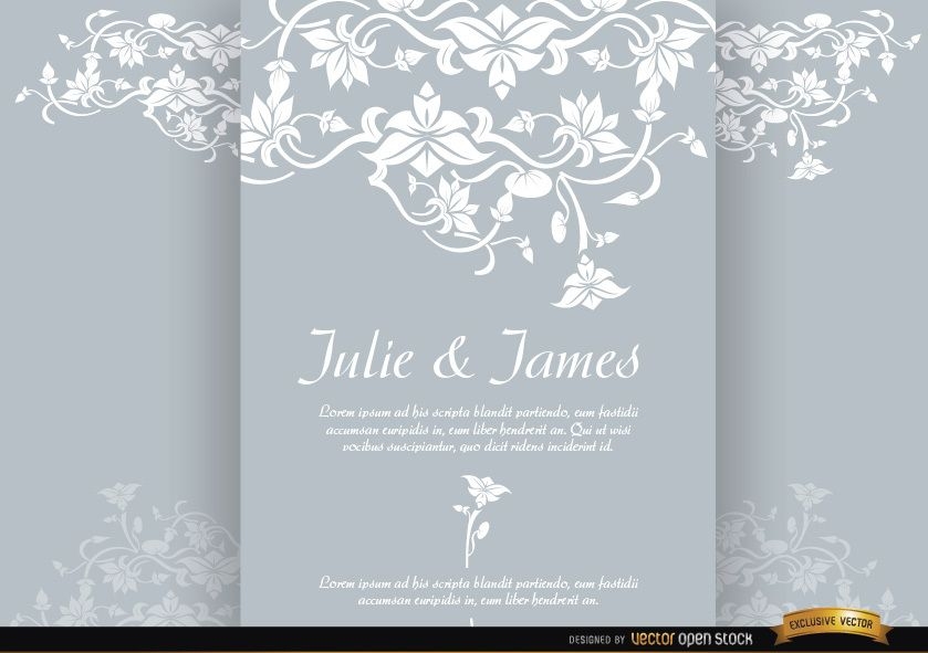 Convite de casamento de brochura de tríptico floral