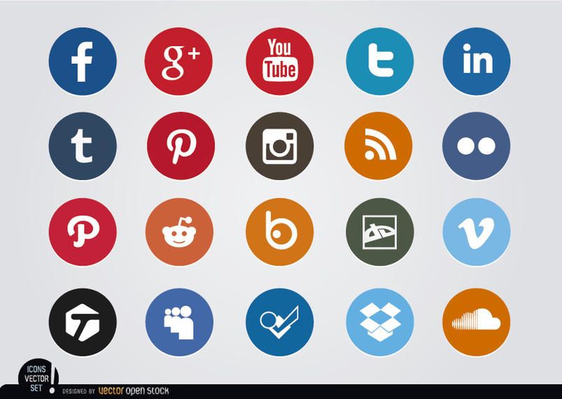 Paquete de iconos de círculo de medios sociales Paquete de iconos de círculo de medios sociales