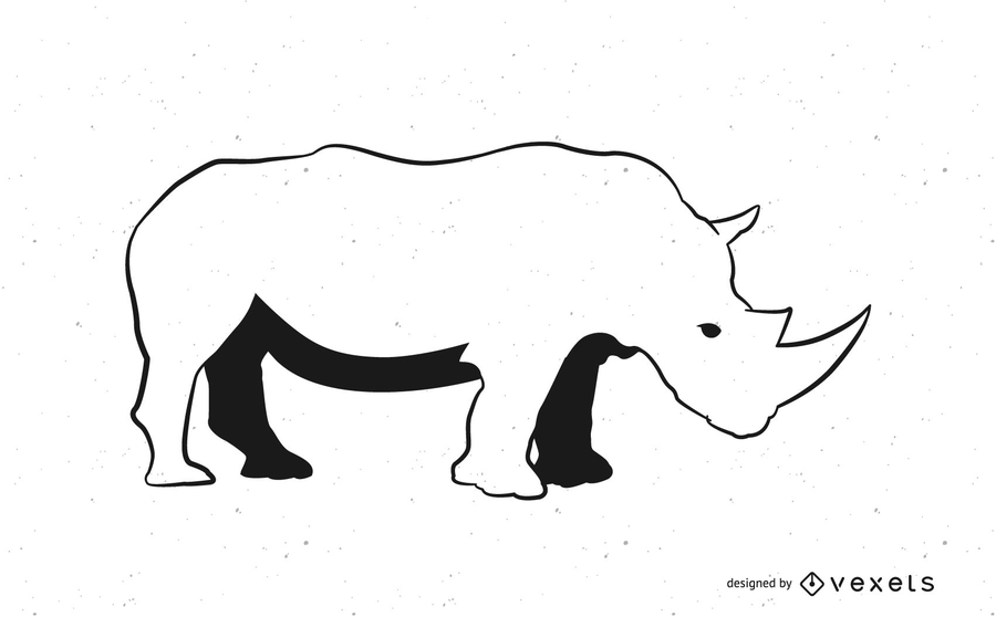 Linha Art Black & White Rhino Linha Art Black & White Rhino