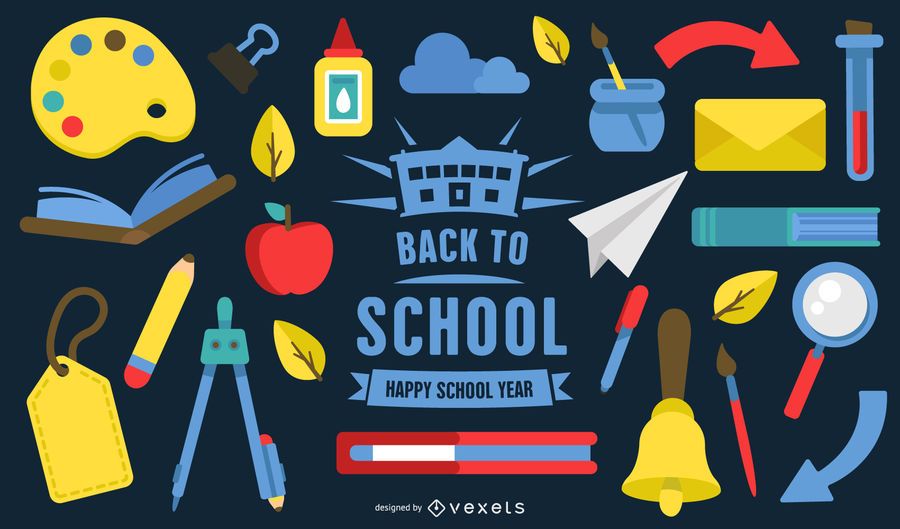 Flat Back To School Design Elements Flat Back To School Design Elements