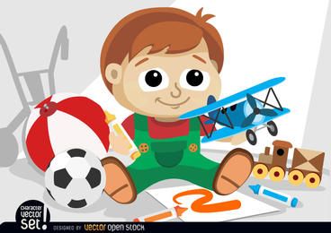 Small kid playing with toys