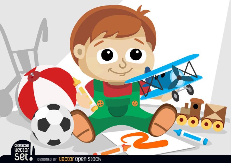 Niño pequeño jugando con juguetes Niño pequeño jugando con juguetes