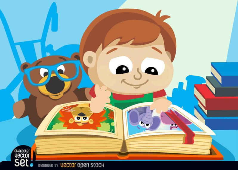 Little boy with illustrated book Little boy with illustrated book