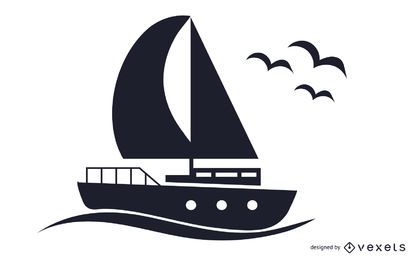 Boot Schwarzweiss-Illustration