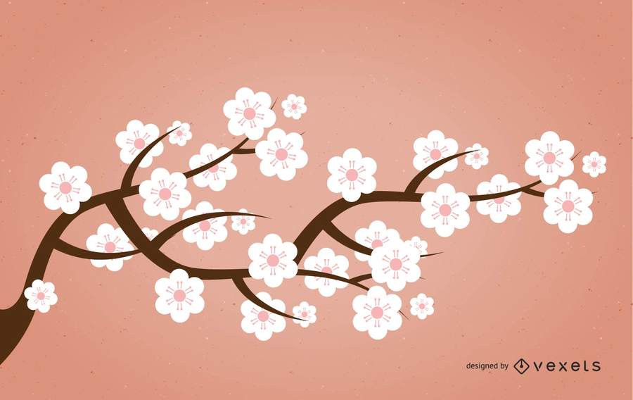 Rama de Sakura de silueta con flores rosadas Rama de Sakura de silueta con flores rosadas