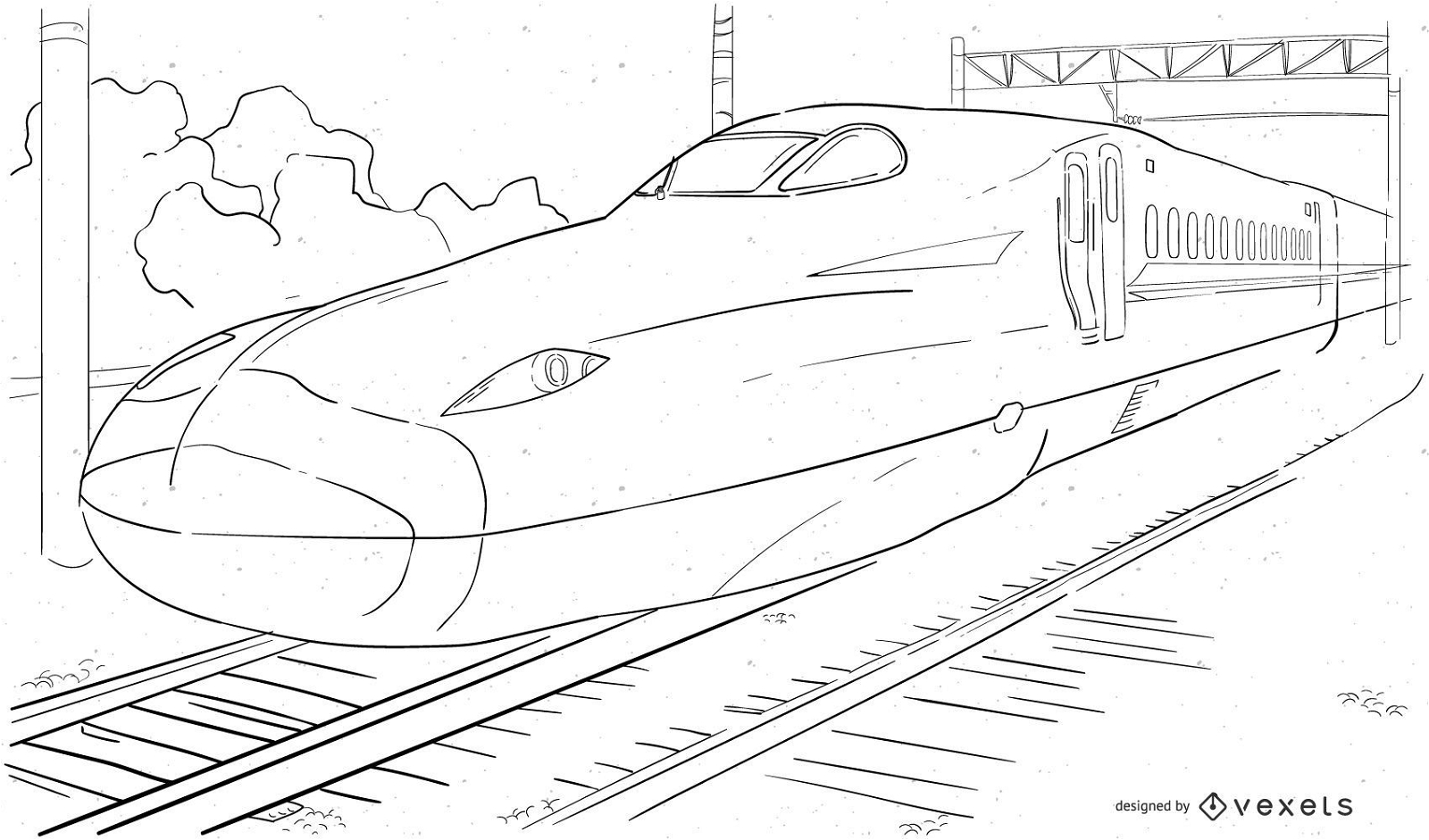 Desenho abstrato trem-bala preto e branco