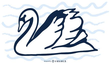 Silueta de cisne blanco y negro