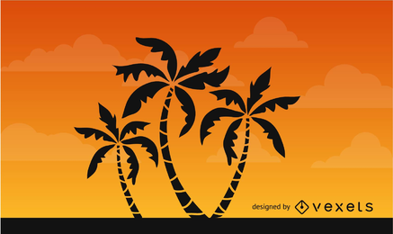 Silueta de palmeras en el cielo africano