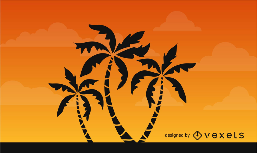 Palm Trees Silhouette on African Sky Palm Trees Silhouette on African Sky