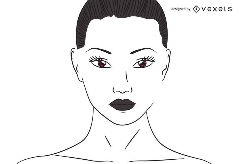 Flat Line Traced Woman with Brown Eyes Flat Line Traced Woman with Brown Eyes