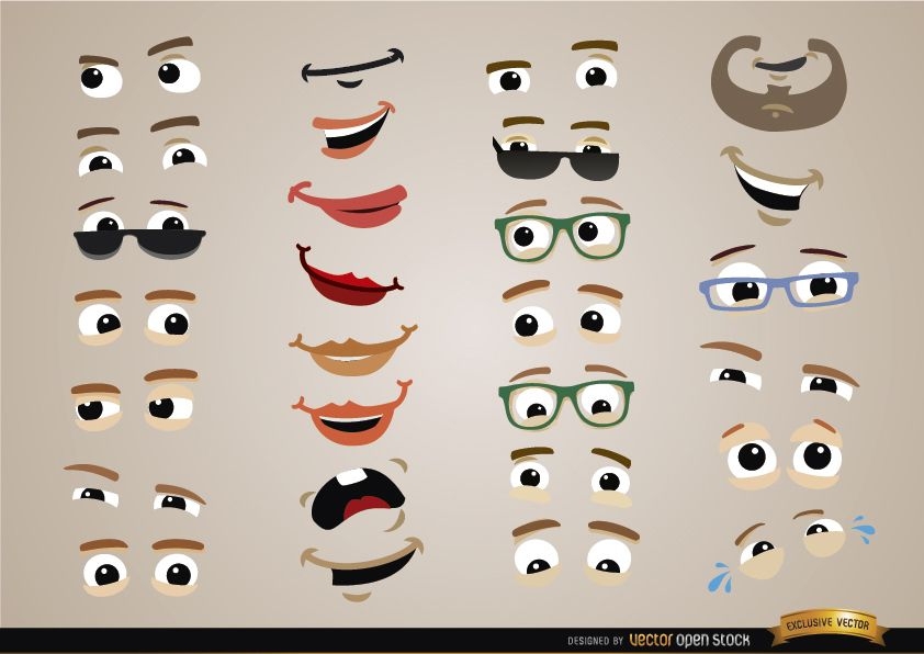 Eyes and mouths expressions set