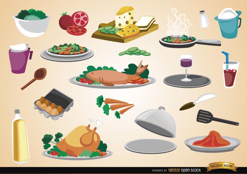 Food, drinks, ingredients and kitchen utensils Food, drinks, ingredients and kitchen utensils