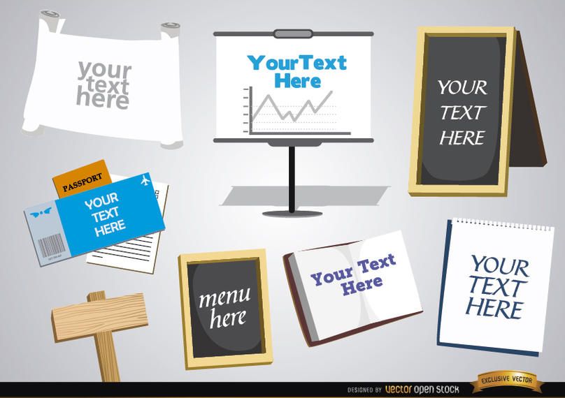 Signs, boards, papers to enter text Signs, boards, papers to enter text