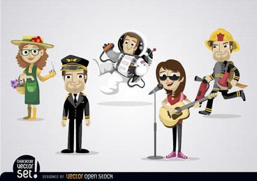 Cartoon characters with different professions Cartoon characters with different professions