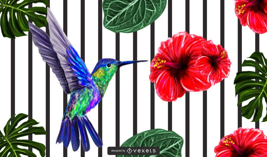 Fondo de flor de primavera con líneas y aves Fondo de flor de primavera con líneas y aves
