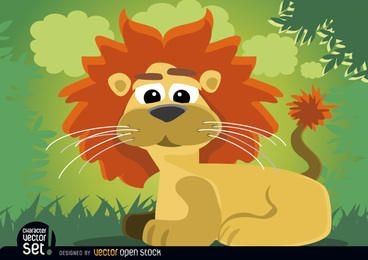 Cartoon lion animal sitting in jungle