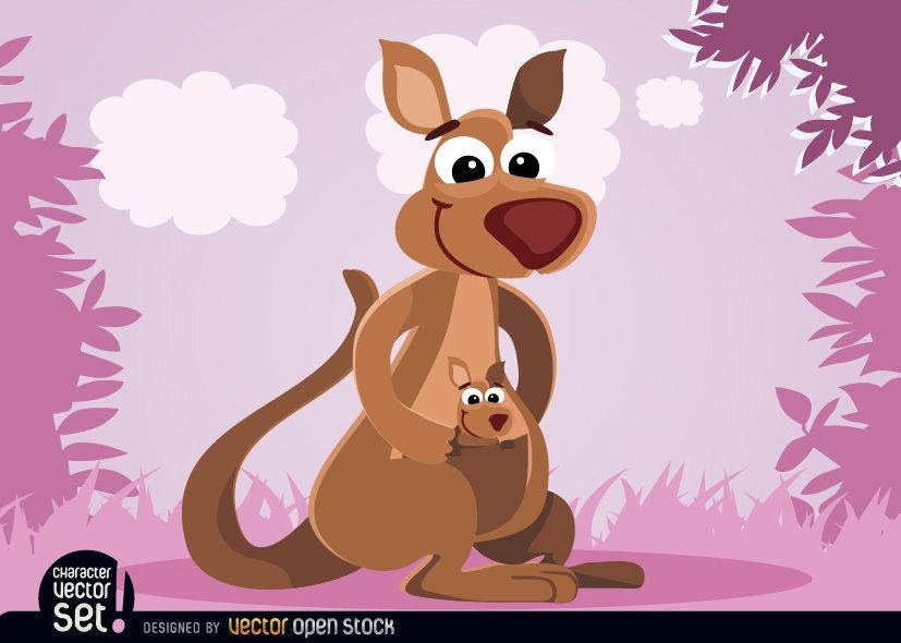 Animal canguru com beb? na bolsa