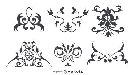 Dekorative Silhouette Blumenschmuck Set