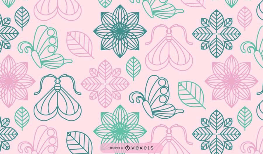 Abstract Flower Plants with Decorative Butterfly Abstract Flower Plants with Decorative Butterfly