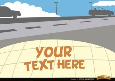 Veículos na estrada com espaço de texto