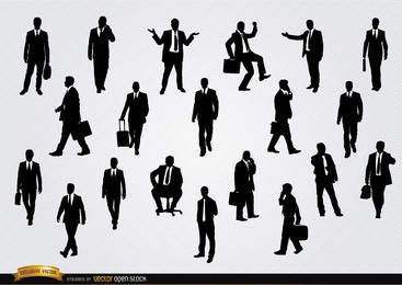 Empresarios en diferentes situaciones de siluetas. Empresarios en diferentes situaciones de siluetas.