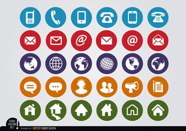 Round web contact icons set