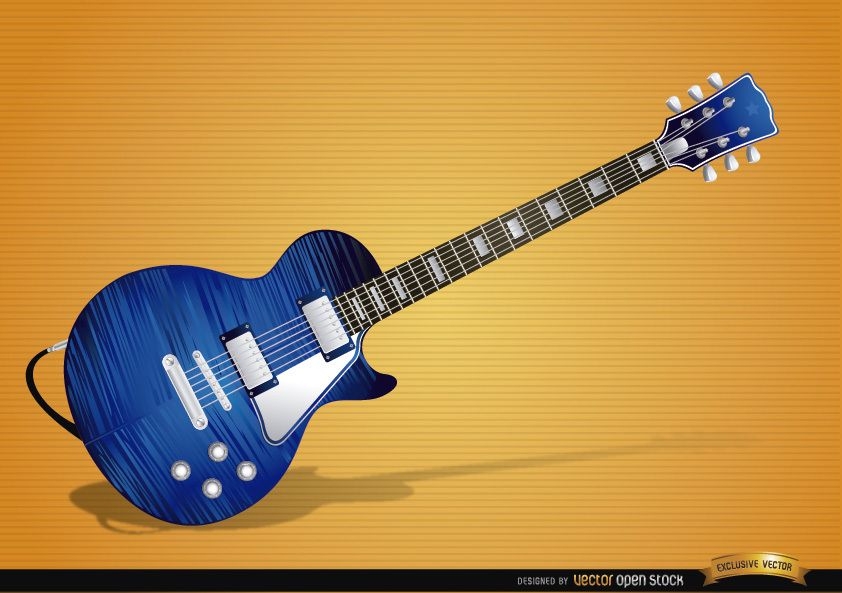 Blue electric guitar instrument