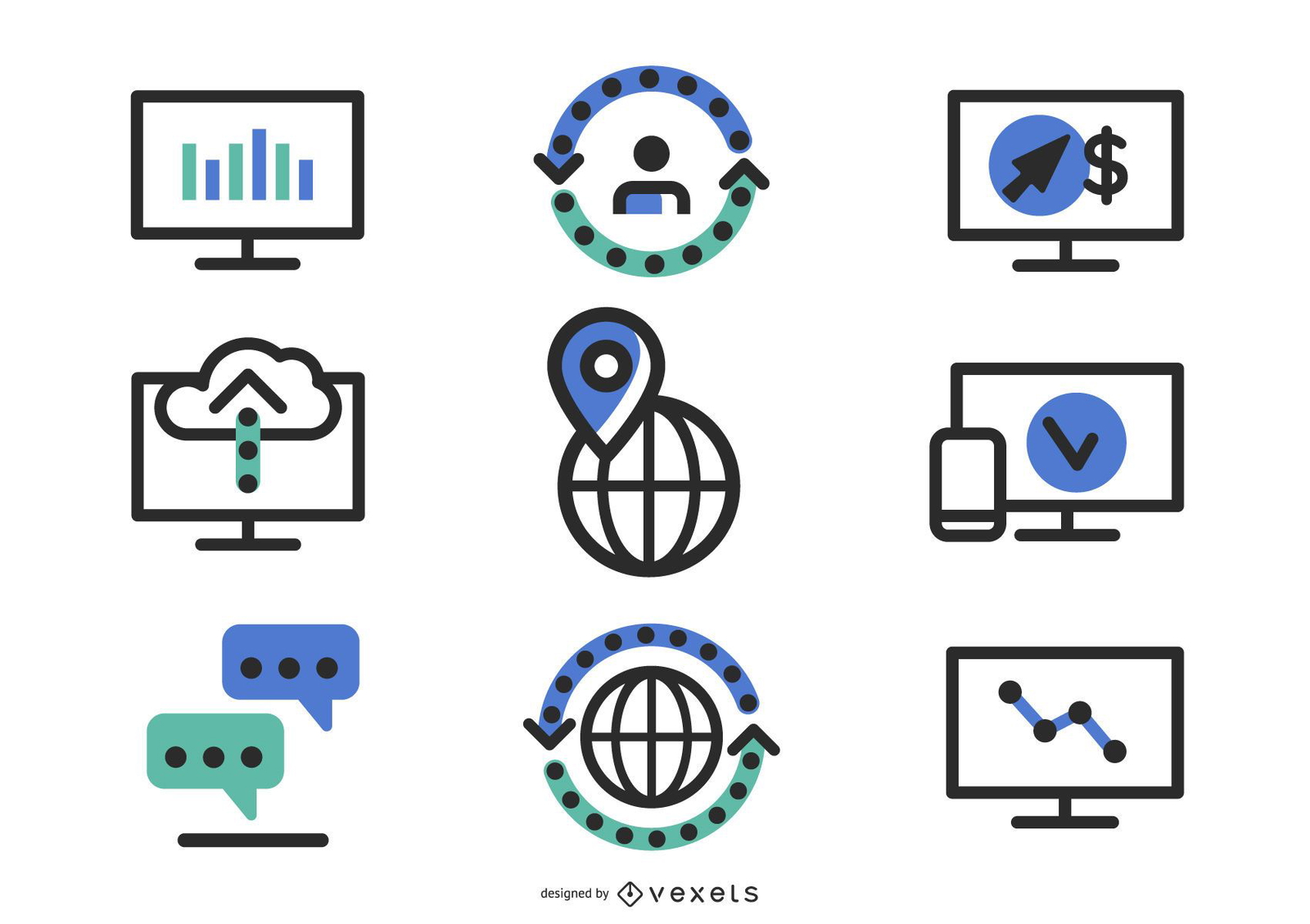 Cientos de iconos web de silueta