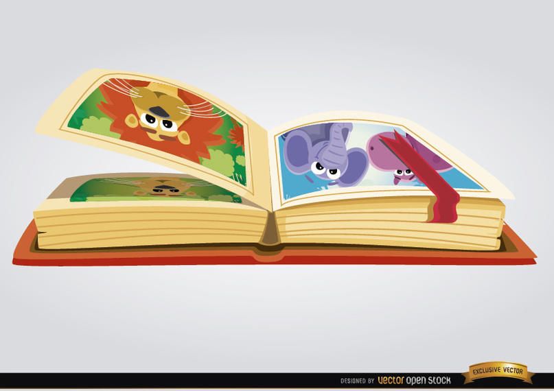 Libro infantil con imágenes de dibujos animados. Libro infantil con imágenes de dibujos animados.