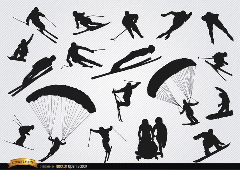 Snow sports silhouettes set Snow sports silhouettes set