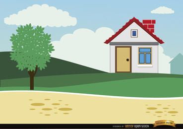Small country cartoon house background