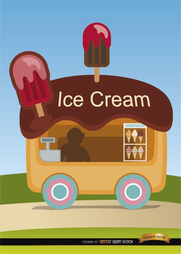 Ice cream wagon cartoon