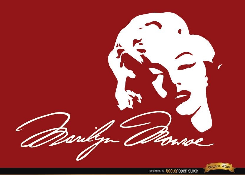 Marilyn Monroe face signature background