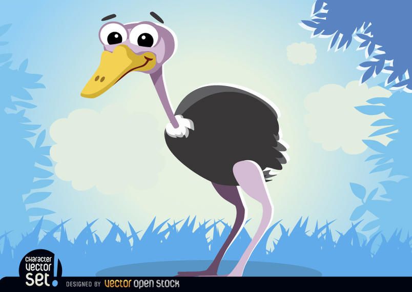 Avestruz animal dos desenhos animados Avestruz animal dos desenhos animados