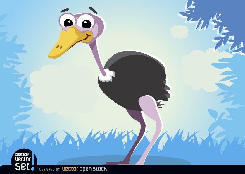 Dibujos animados de animales de avestruz